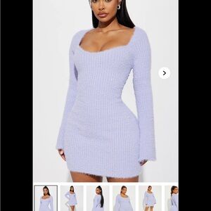 Fashion Nova Lilac Long Sleeve Dress